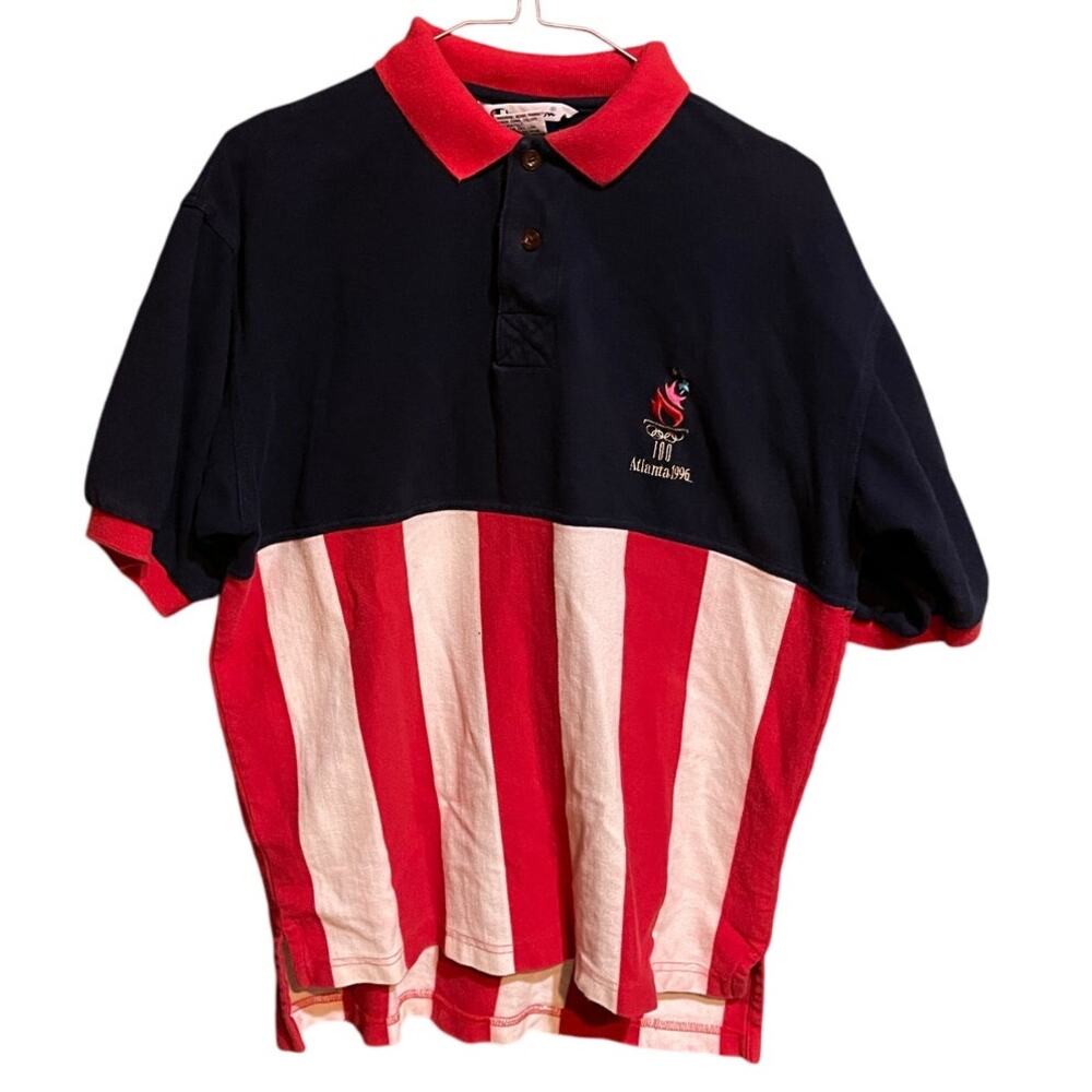 Olympic Games Atlanta 1996 Patriotic Polo Red White Blue Champion Medium